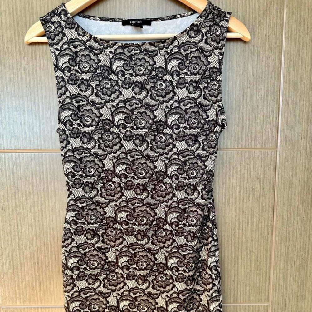 Forever 21 Blue Flower and Gold Dress